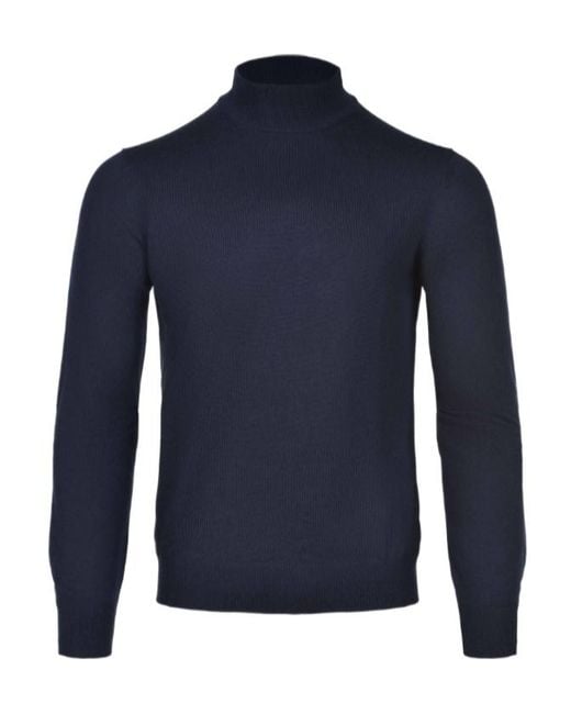 Tagliatore Blue High Neck Knitted Jumper for men