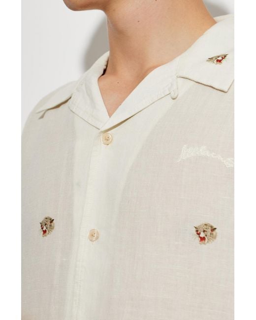 AllSaints White Feline Embroidered Short-Sleeve Shirt for men