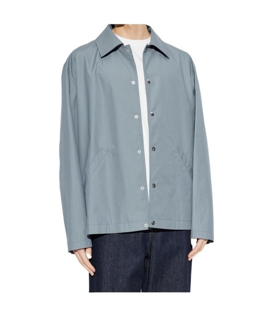 Jil Sander Blue Logo Printed Button-Up Jacket for men