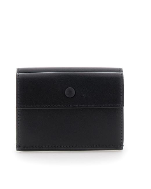 Acne Black Logo Detailed Trifold Wallet for men