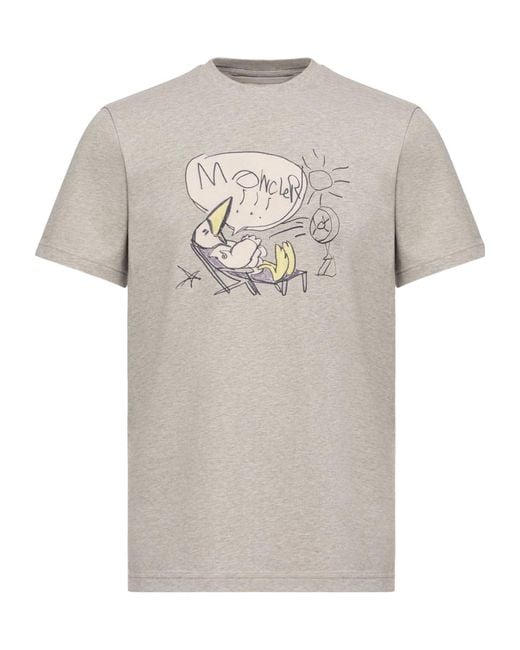Moncler Gray Monduck Cotton T-Shirt for men