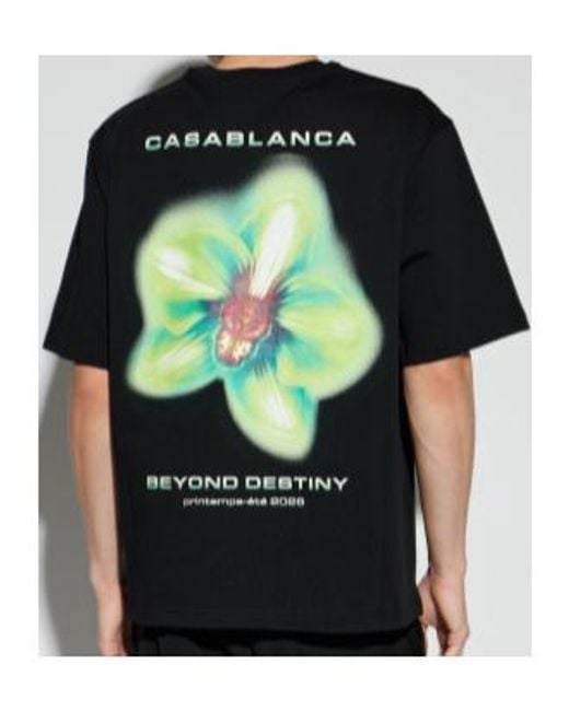 Casablanca Black Glitch Orchid Oversized Short Sleeve T-Shirt for men