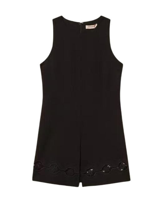 Twinset Black Floral Embroidery Tunic