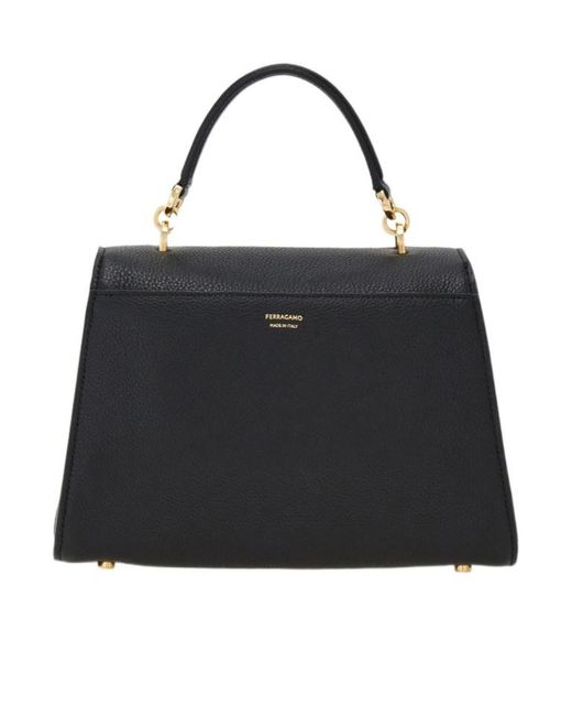 Ferragamo Black Double Gancini Top Handle (S)