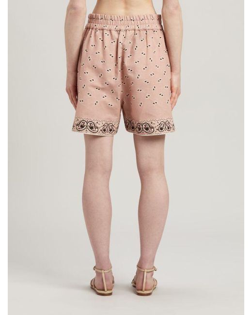 Palm Angels Natural Paisley-Printed Elastic Waist Shorts
