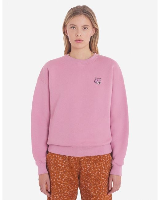 Maison Kitsuné Pink Maison Kitsuné Bold Fox Head Patch Crewneck Sweatshirt