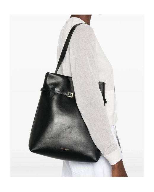 MANU Atelier Black Buckle Detailed Tote Bag