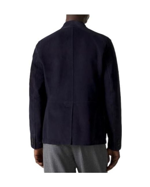Ralph Lauren Blue Solid Suede Blazer for men