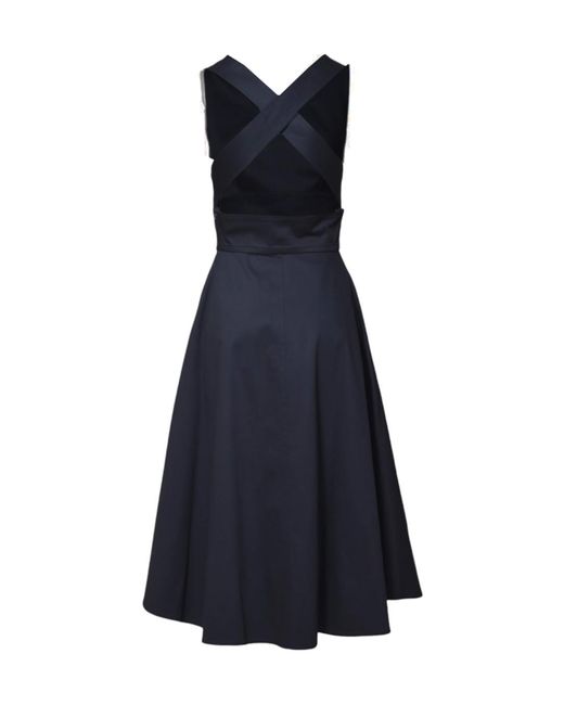Aspesi Blue Midnight Cotton Pique Midi Dress