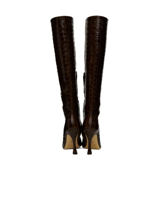 Staud Black Textured High-Heeled Boots