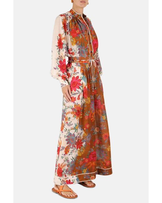 Zimmermann Red Floral Print Wide-Leg Trousers