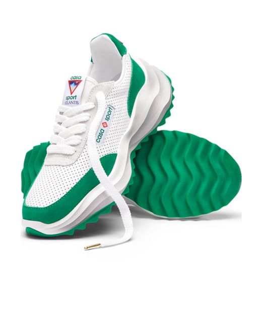 Casablanca Green Atlantis Perforated Lace-Up Sneakers for men