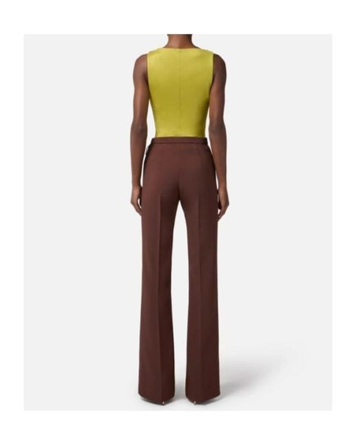 Elisabetta Franchi Green Jersey Top With Jewel Buttons