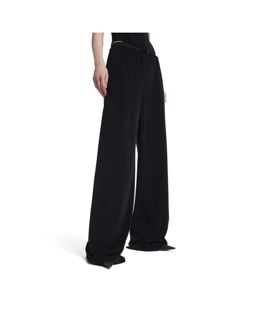 Balenciaga Black Lace Detailed Wide-Leg Pants