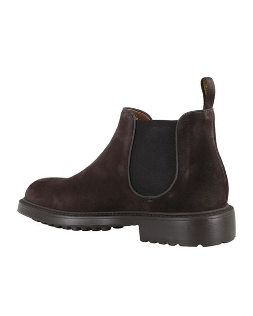 Doucal's Brown Elastic-Panel Suede Chelsea Boots for men
