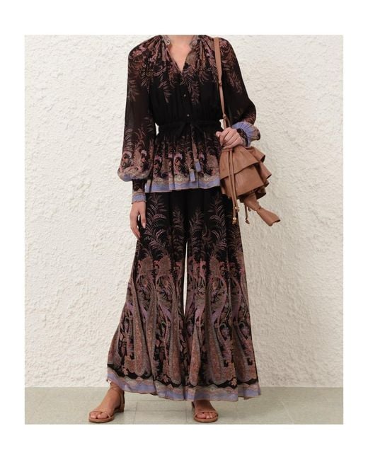 Zimmermann Brown Alchemy Floral-Print Blouse