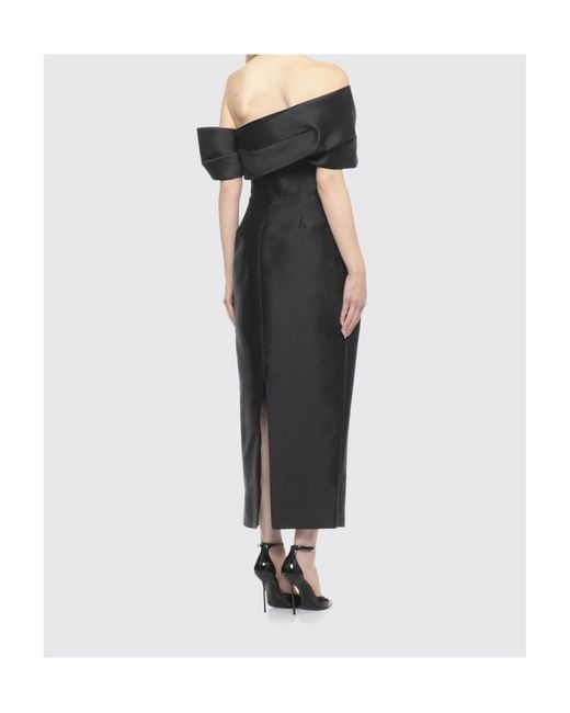 Solace London Black London Off-Shoulder Midi Dress