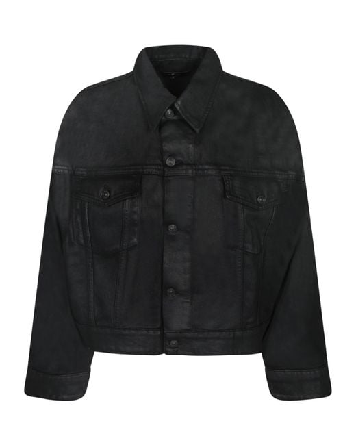 7 For All Mankind Black Oli Coated Jacket
