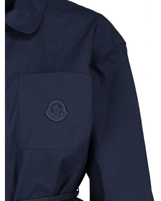 Moncler Blue Logo Patch Zipped Shirt Jacket