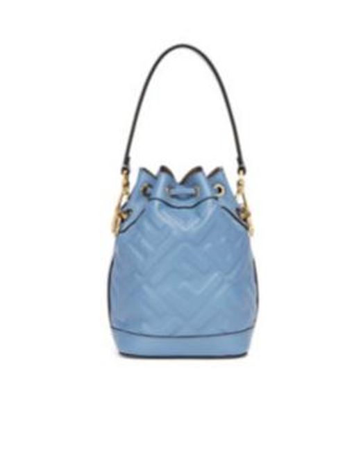 Fendi Blue Mini Mon Tresor Drawstring Bucket Bag
