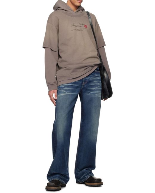 Acne Gray Double-Layered Hoodie