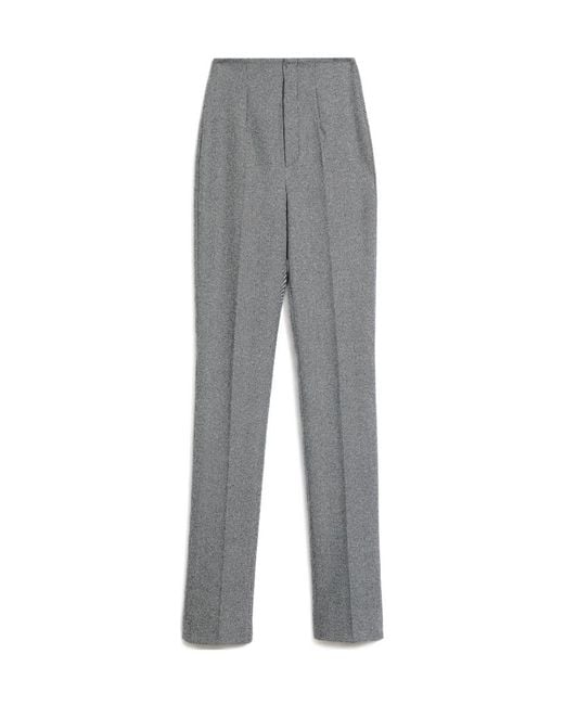 Sportmax Gray Chevron-Knit High-Waisted Trousers