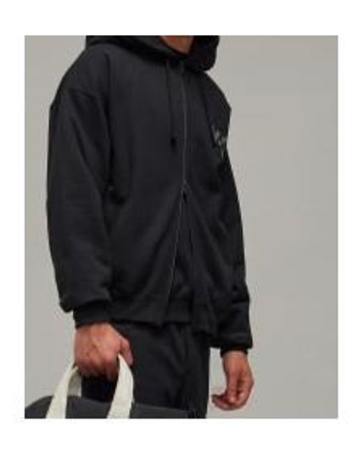 Y-3 Black Logo Printed Zip-Up Hoodie for men