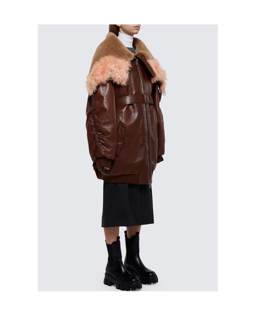 Prada Brown Wool Overcoat With Large Outline