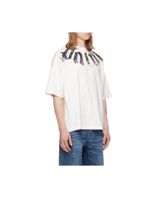 Palm Angels White Big Neck Logo Loose Fit T-Shirt for men