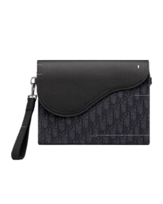 Dior Black Saddle A5 Triangle Pouch for men