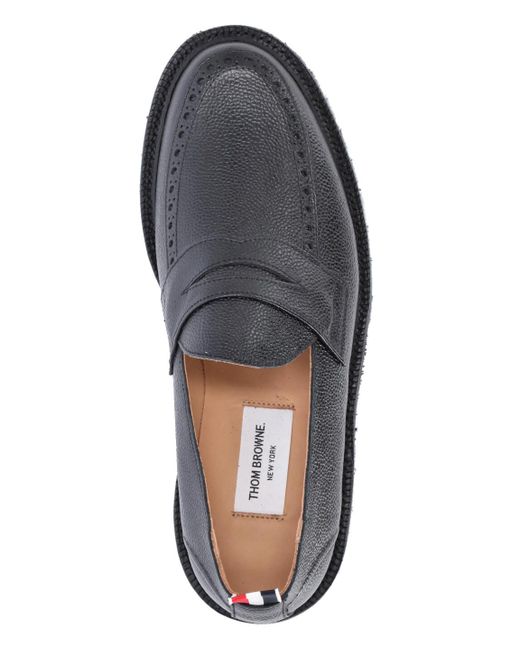 Thom Browne Black Grosgrain-Loop Round-Toe Loafers for men