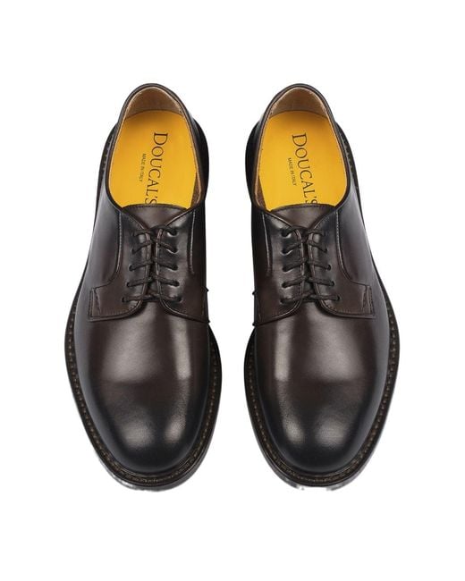 Doucal's Black Plain Lace-Up Shoes for men