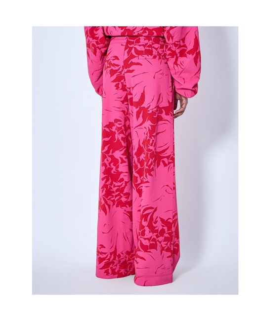 Dries Van Noten Pink Floral Loose Trousers