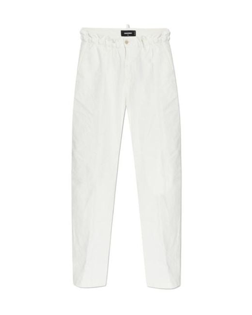 DSquared² White Tapered Leg Trousers for men