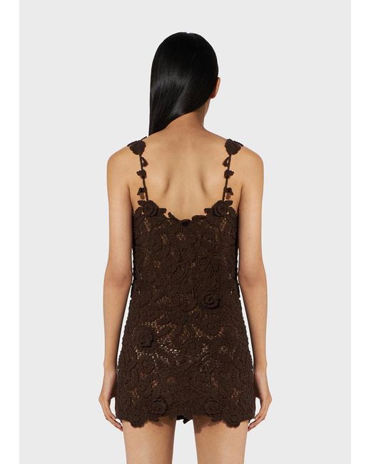 Blumarine Brown Square Neck Floral Corset Mini Dress
