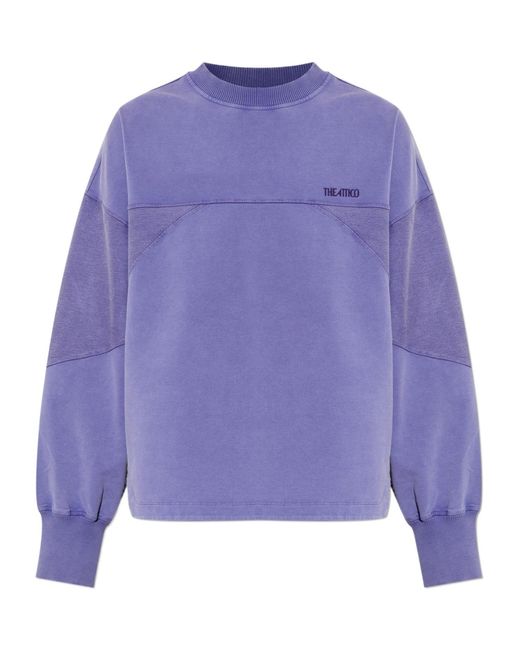 The Attico Purple The Logo Embroidered Crewneck Sweatshirt