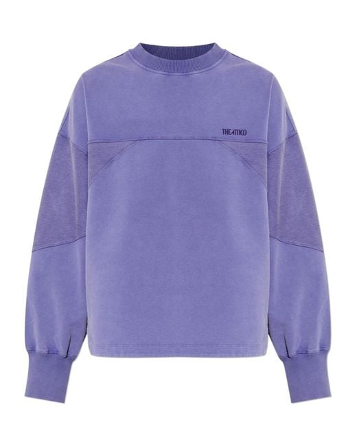 The Attico Purple The Logo Embroidered Crewneck Sweatshirt