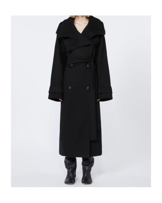Sportmax Black Yole Double-Breasted Belted Long Coat