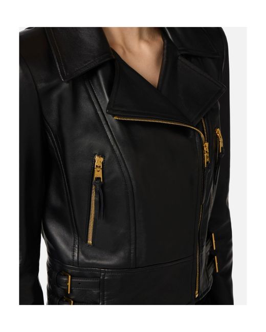 Elisabetta Franchi Blue Leather Biker Jacket