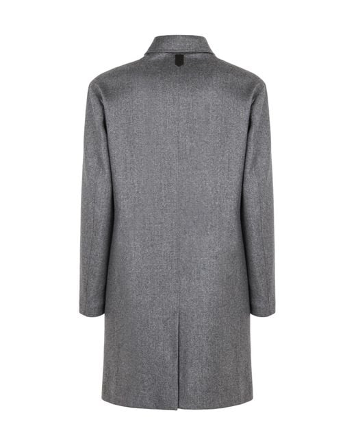 Canali Gray Zip-Front Wool Coat for men