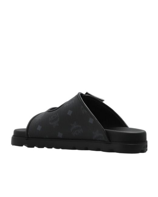 MCM Brown Buckle-Detail Flat Sandals