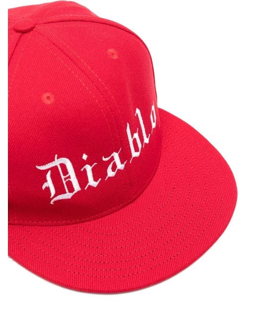 Willy Chavarria Red Diablo Logo Snapback Hat for men