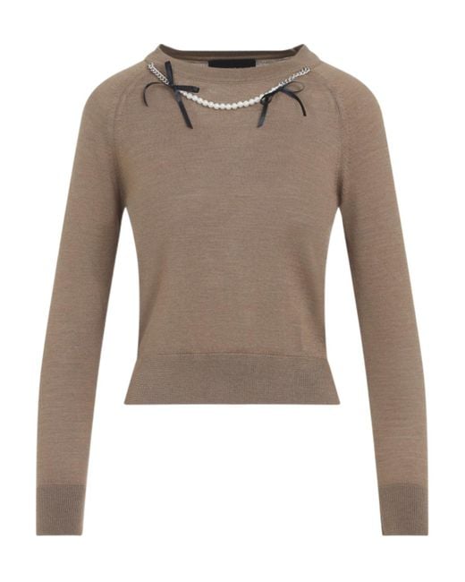 Simone Rocha Brown Embellished Knitted Jumper