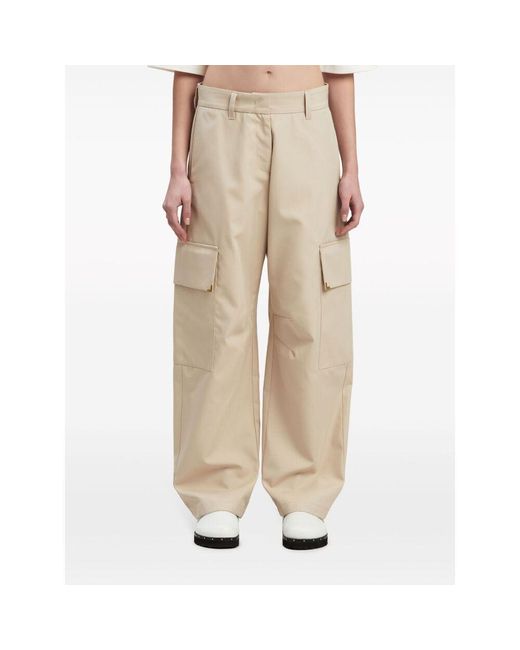 Palm Angels Natural Carrot-Cut Mid-Rise Trousers