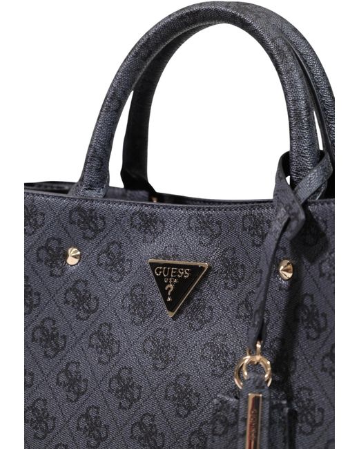 Guess Blue Monogram Top-Handles Tote Bag