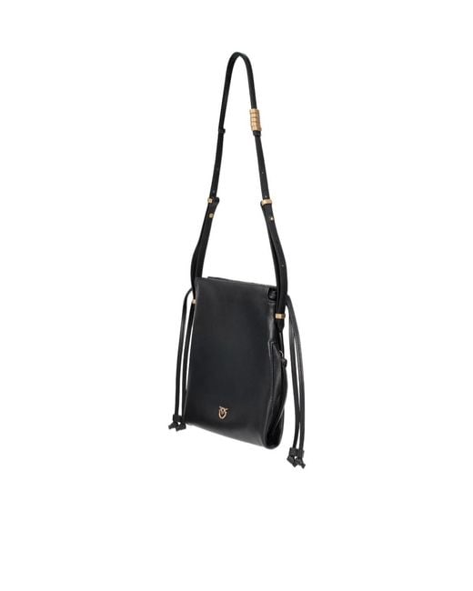 Pinko Black Mini Slouchy Drawstring Shoulder Bag