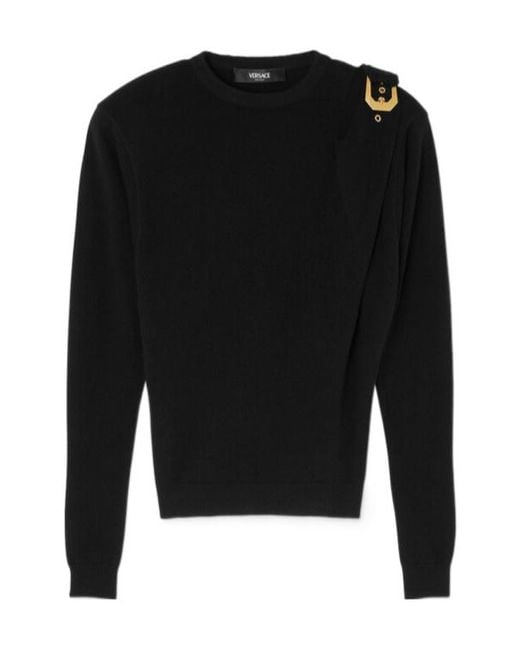 Versace Black Wool Buckle Sweater