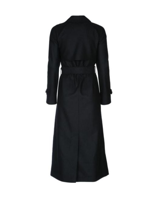 Harris Wharf London Black Double-Breasted Trench Coat