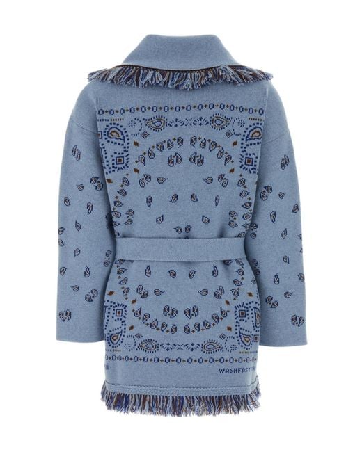 Alanui Blue Onda Bandana Jacquard Cardigan