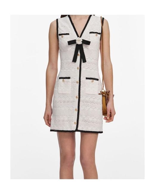 Self-Portrait White Knit Mini Dress